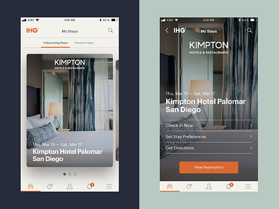 Upcoming Hotel Stays app carousel graphik hotel ihg ios iphone kimpton travel