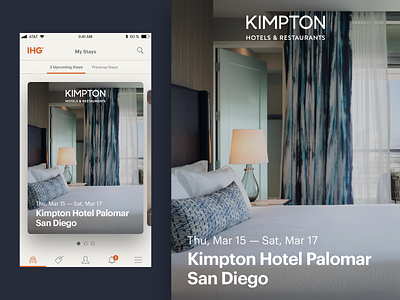 Upcoming Hotel Stays app carousel graphik hotel ihg ios iphone kimpton travel