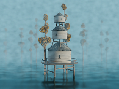 Water Tower 3d art blender enviroment graphic design