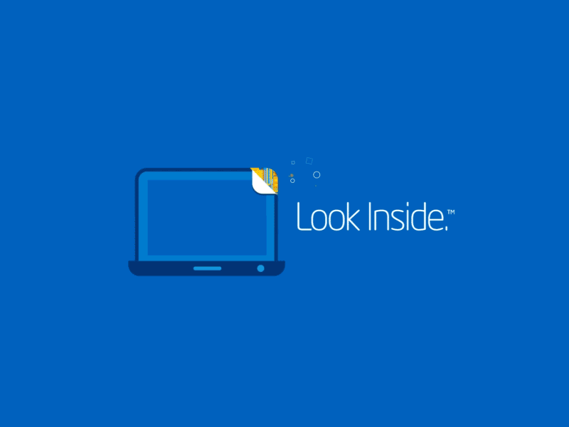 Look Inside animation device gif inside intel jingle laptop logo mobile tendril