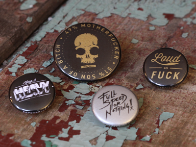 Buttons buttons gold metal music pins punk rock silver