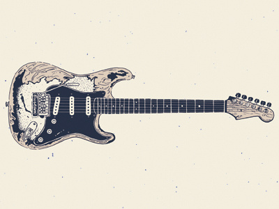 SRV guitar illustration letterpress print ray stevie vaughan