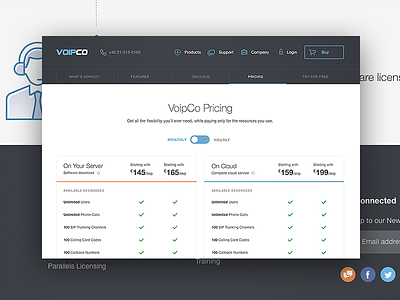VoipCo pricing compare plans landing page pricing voip