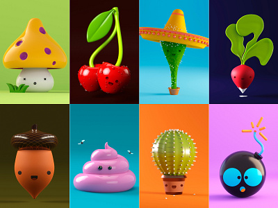 3D DOODLES 3d 3d art 3d character 3d illustration blender blender 3d c4d character cycles doodle doodles doodling dribbble exercise faces illustration project render rendering simple