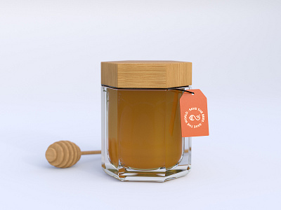 EternalBee - Honey Jar 3d 3d art bee blender blender 3d brand branding clean concept design exagon glass honey jar minimal mockup packaging packaging design render rendering