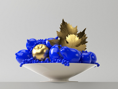 Canestra Plastic 3d art 3d artist 3d illustration art artwork basket blender blue c4d caravaggio clean fruits gold illustration italian art nature plastic render rendering still life