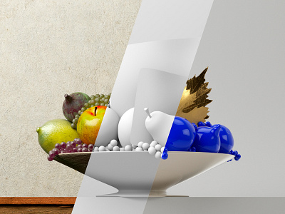 Canestra Composito 3d 3d art 3d artist 3d illustration artwork basket blender c4d caravaggio clay cycles fruit fruits illustration nature painting real render rendering still life