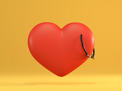 Heart 3d 3d art 3d artist 3d illustration arrow blender c4d clean cycles design doodle heart illustration love minimal piercing red render rendering simple