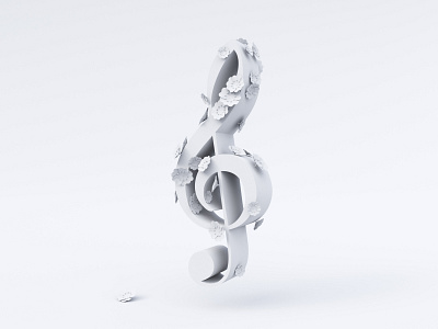 Music Bloom - Clay 3d 3d artist 3d illustration blender bloom c4d clay concept cycles floral flower flowers illustration music musical render rendering treble clef violin white
