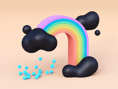 Rainbow 3d 3d art 3d illustration blender c4d clean cloud clouds color concept cute cycles flat illustration rain rainbow render rendering simple sky