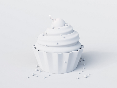 Killer Cupcake - Clay 3d blender bomb c4d cherry clay clean concept cupcake cute cycles doodle food illustration render rendering simple sugar sweet white