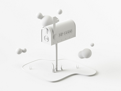 Mailbox - Clay 3d blender c4d clay clouds concept cute cycles design illustration mail mailbox mailing messages newsletter render rendering simple sweet white