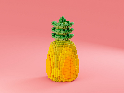 Pixel Pineapple 3d 3d art blender blender3d cinema4d concept cube doodle food fruit geometry illustration juicy pineapple pixel render simple square tropical tropical fruit