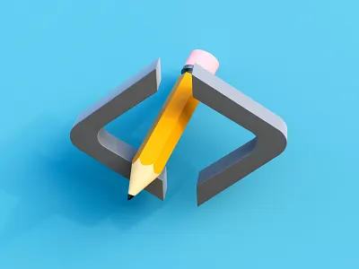 Graphics & Code 3d blender cartoon cinema 4d clean code cute design developer draft icons illustration pencil pencils programming tools typogaphy uiux web yellow