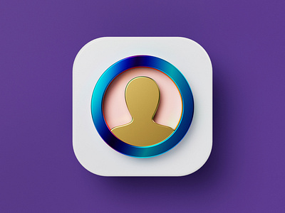 User-Friendly Icon for Rule Communication 3d 3d icon b3d blender c4d cinema 4d cycles friendly glass gold icon icon set illustration ios iridescent octane profile round user vector