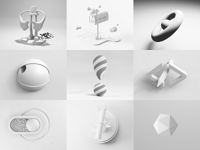 Draft Collection - Clay 3d 3d illustration abstract blender c4d cinema 4d clay code concept cycles draft eye gem illustration loader octane pencil render toggle white