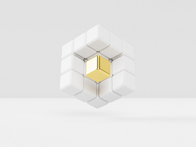 Focus 3d blender c4d cinema 4d cube cycles focus gold icon icon set illustration octane puzzle render rubik ui ux white