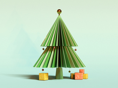 Christmas 2016 3d 3d illustration blender c4d christmas christmas tree colors cycles dudle festive gift holidays illustration octane pastel present render tree vector xmas