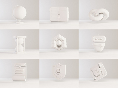 Icon Set V.2 - Clay 3d 3d art blender c4d clay collection cycles design icon illustration logo objects project render rendering ui ux white