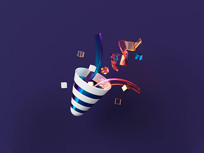 Party Popper 3d 3d icon 3d motion animation blender branding c4d cycles desing emoji icon icon set icons illustration motion motion graphics party popper render simple ui