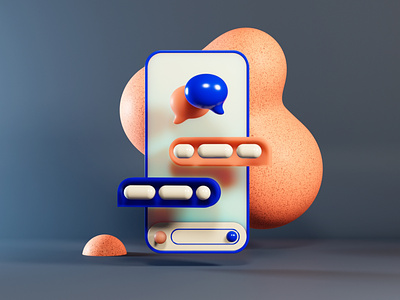 SMS Service - Color 3d 3d art app blender blue c4d clean concept cycles design illustration interface landing page minimal mockup orange render ui ux web design