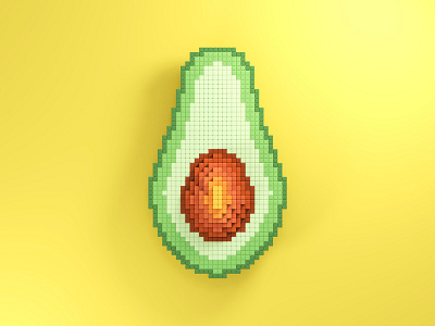 Pixel Avocado 3d 3d illustration 3d modelling 3dart artwork blender blender3d illustration lowpoly pixel pixelart render voxels