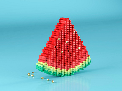 Pixel Watermelon 3d 3d illustration 3d modelling 3dart artwork blender blender3d illustration lowpoly pixel pixelart render voxels