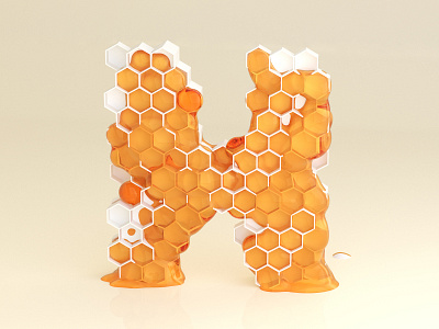 H for Honey 36daysoftype 3d alphabet art artwork blender colour cycles digital art dribble exagon illustration letter lettering material render type typography vector vector art