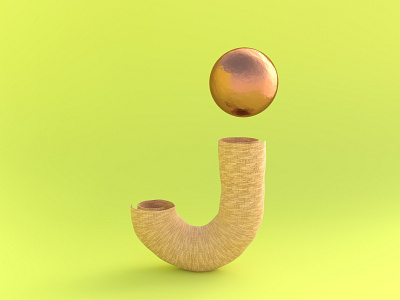 J for Jute 36daysoftype 3d 3dart alphabet blender copper cycles digital art dribble illustration jute letter lettering material render simple type typography vector vector art