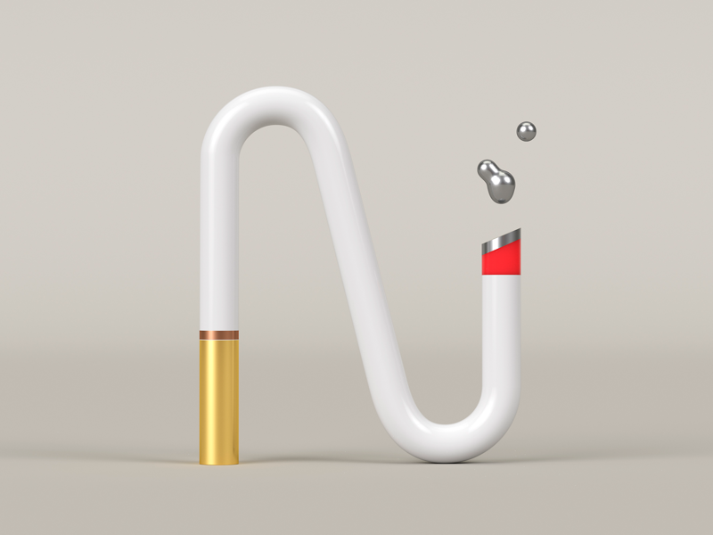 N for Nicotine rendering simple digital art smoke alphabet cycles dribble 36daysoftypes typography typo gold nicotine n render blender lettering letter 3d art 3d
