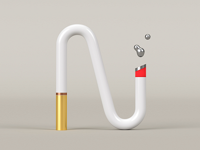 N for Nicotine 36daysoftypes 3d 3d art alphabet blender cycles digital art dribble gold letter lettering n nicotine render rendering simple smoke typo typography