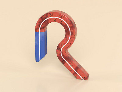 R for Rubber 36daysoftype 3d 3d art alphabet blender blue cycles dribble illustration letter lettering red render rubber school simple typo typogaphy typography vector