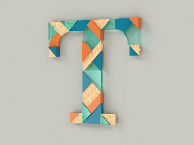 T for Tiles 36daysoftype 3d alphabet blender colour cycles dribble glass illustration letter plastic render rendering simplicity t typo typography vector