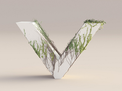 V for Vitae 36daysoftype 3d alphabet blender colour concrete cycles dribbble illustration ivy letter render rendering simplicity typo typography v vector vitae