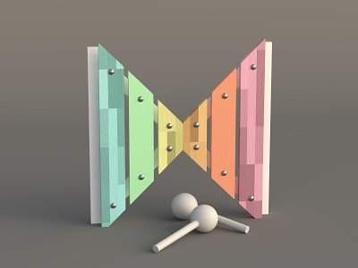 X for Xylophone 36daysoftype 3d 3d art 3d illustration alphabet blender cycles dribble illustration letter music rainbow render rendering typo typography vector wood x