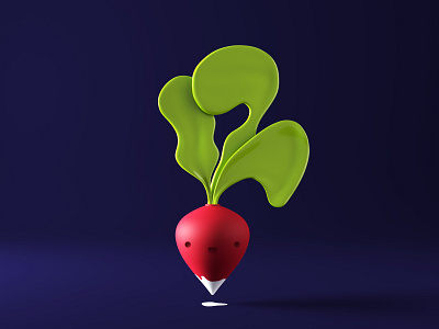 Bleached Radish 3d 3d art 3d illustration bleached blender blender 3d c4d character character design clean cycles doodle dribble illustration nature radish red render rendering simple