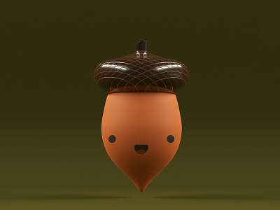 Funny Acorn 3d 3d art 3d illustration 3d render acorn blender blender 3d c4d character characterdesign cycles doodle dribble illustration light nature render rendering simple smile