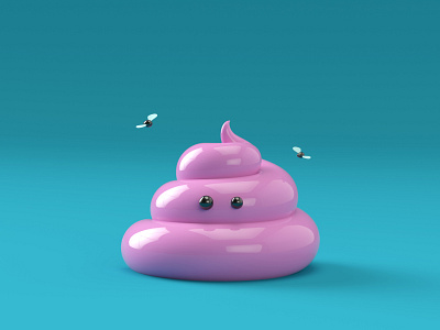 Arale's Poop 3d 3d art 3d illustration 3dcharacter arale blender blender3d c4d character cycles doodle dribble illustration mosquito pink poop render rendering simple smell