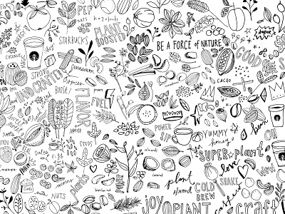 Plant Based Illustrations foo fighters food illustration hand drawn illustration pattern design