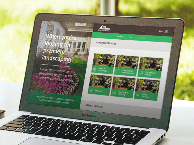 Ted Hosmer, Website archer brown colors company green landscaping layout mockup ui web website