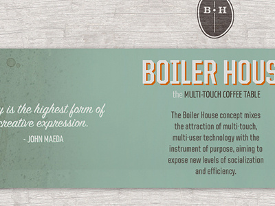 Boiler House, Promo Material banner boiler coffee design graphic house orange poster teal texture wood