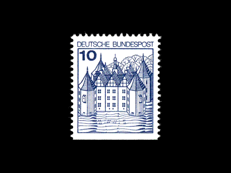 Animated Stamp 01 90s after effects animation castle german germany motion motion design motion graphics ocean post stamp postage postage stamp stamp stamp design vintage vintage design