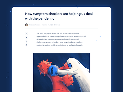 Blog post - COVID-19 Symptom Checker affinity designer ai artificial intelligence blog boxing covid 19 fight health healthcare illustration information landing page procreate product product page virus website