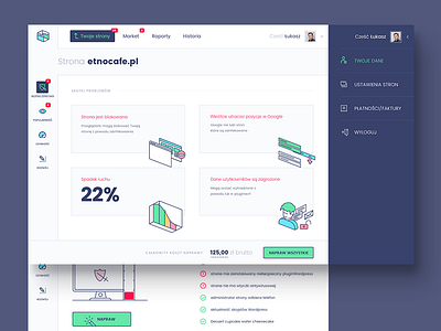 monitoring app UI UX design admin app application control dashboard graph icons isometric panel sidebar stats summary