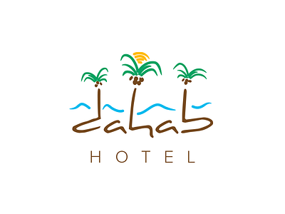 Dahab Hotel - logo dahab egypt handwritten hotel logo logo design palm palm tree sand sun typography
