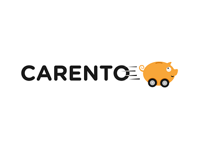 Carento - cheap car rental search engine - logo app icon car car rental cars cheap deal logo logo design money piggy piggy bank rental