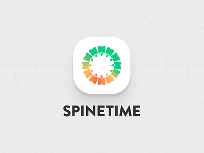 Spinetime Mobile App Logo app clock gradient health icon logo mark medical mobile app spine therapy time