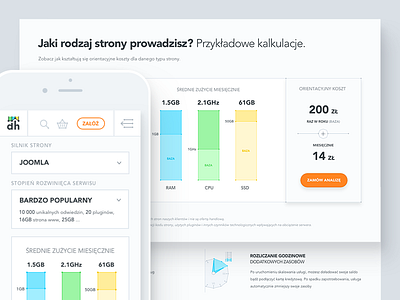 Product page v2 - dhosting.pl about clean hosting how it works landing page mobile pricing product product page server startup tour