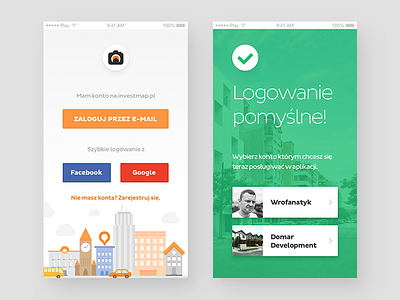 investmapp - login & profile selection app illustration ios iphone login mobile mobile app profile property success user