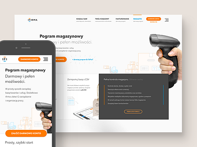 ifirma.pl - warehouse management module about accounting features homepage landing page mobile product product page responsive tour warehouse website